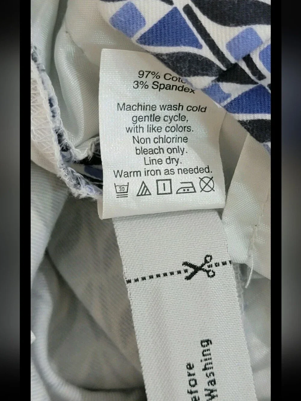 J.Crew Cafe Capri Pants Size 2 Blue White Geometric Pattern Stretch Ankle Crop